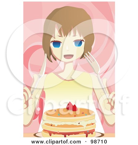 Royalty-Free (RF) Clipart Illustration of an Emo Girl Eating Pancakes by mayawizard101