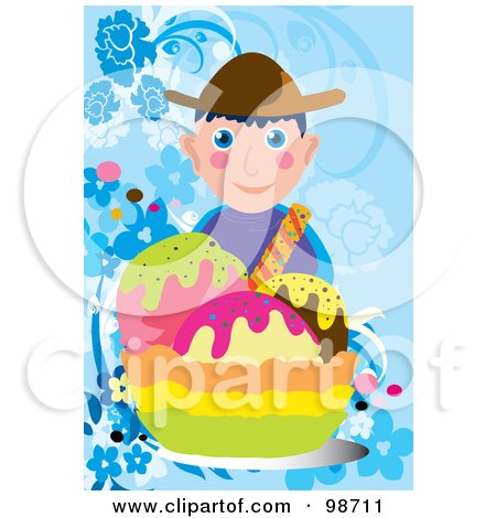 Royalty-Free (RF) Clipart Illustration of a Boy With a Giant Sundae by mayawizard101