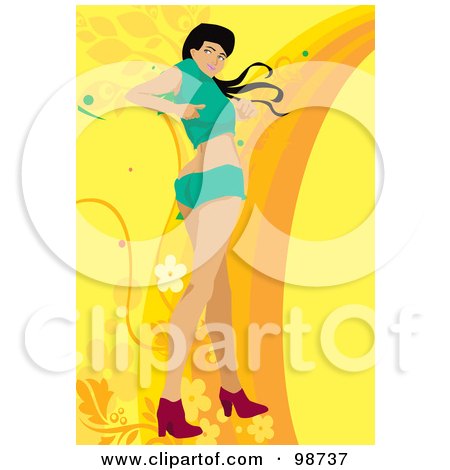 Royalty-Free (RF) Clipart Illustration of a Woman Looking Back And Dancing by mayawizard101