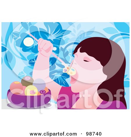 Royalty-Free (RF) Clipart Illustration of a Girl Eating A Big Bowl Of Ice Cream by mayawizard101