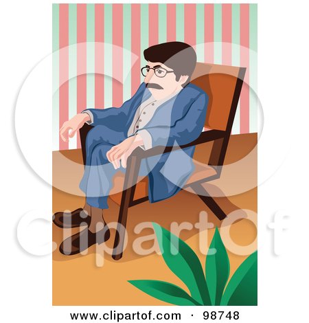 Royalty-Free (RF) Clipart Illustration of a Man Sitting In An Orange Chair by mayawizard101