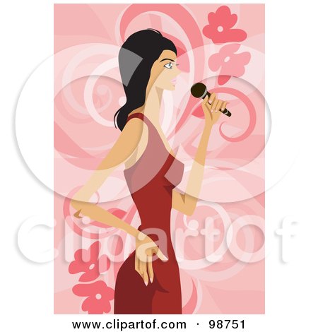 Royalty-Free (RF) Clipart Illustration of a Musical Woman Singing - 2 by mayawizard101