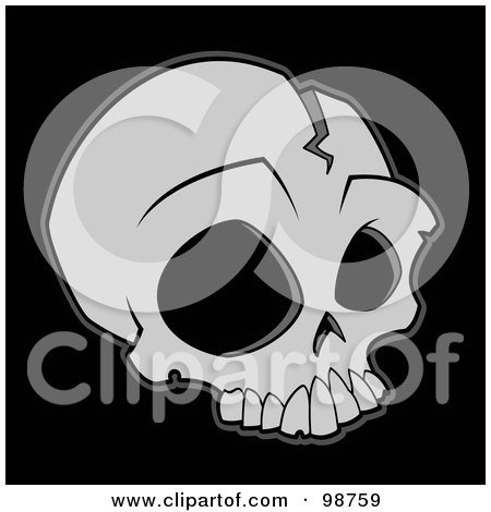 Royalty-Free (RF) Clipart Illustration of a Cracked Human Skull With Large Eye Sockets by John Schwegel