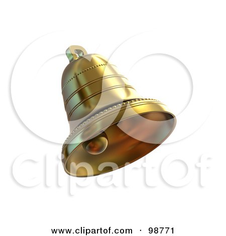 Royalty-Free (RF) Clipart Illustration of a 3d Golden Bell Ringing by chrisroll