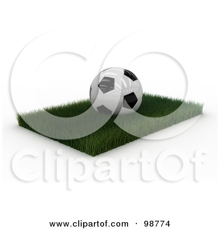 Royalty-Free (RF) Clipart Illustration of a 3d Soccer Ball On A Patch Of Turf by stockillustrations