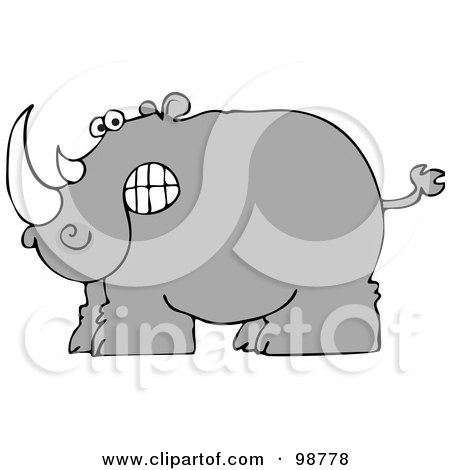 Royalty-Free (RF) Clipart Illustration of a Mad Gray Rhino In Profile by djart