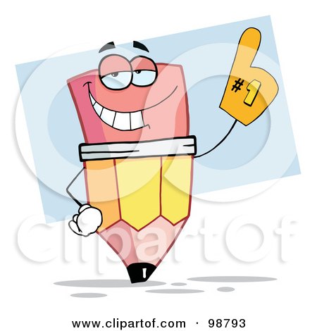 Royalty-Free (RF) Clipart Illustration of a Pencil Wearing A Number One Glove by Hit Toon