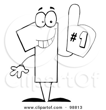 Royalty-Free (RF) Clipart Illustration of a Number One Character Wearing A Hand Glove by Hit Toon