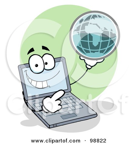 Royalty-Free (RF) Clipart Illustration of a Laptop Holding a Globe by Hit Toon