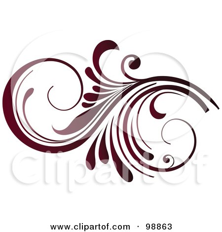 Royalty-Free (RF) Clipart Illustration of a Red Leafy Flourish Design Element - 5 by OnFocusMedia