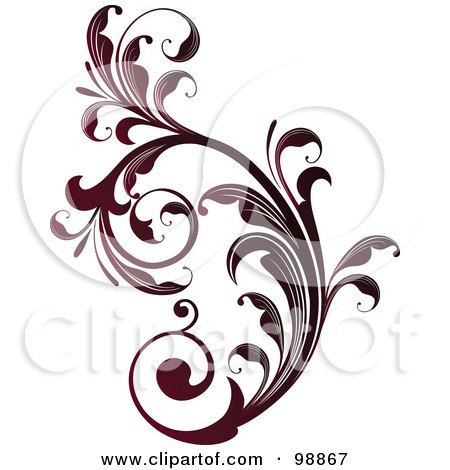 Royalty-Free (RF) Clipart Illustration of a Red Leafy Flourish Design Element - 2 by OnFocusMedia