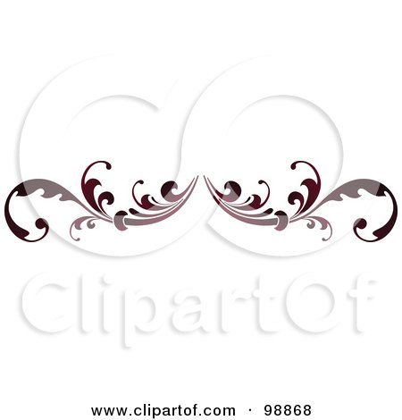 Royalty-Free (RF) Clipart Illustration of a Red Leafy Flourish Divider Design Element - 2 by OnFocusMedia