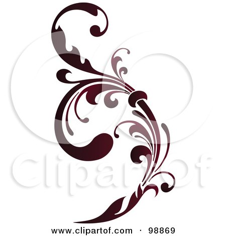 Royalty-Free (RF) Clipart Illustration of a Red Leafy Flourish Design Element - 1 by OnFocusMedia
