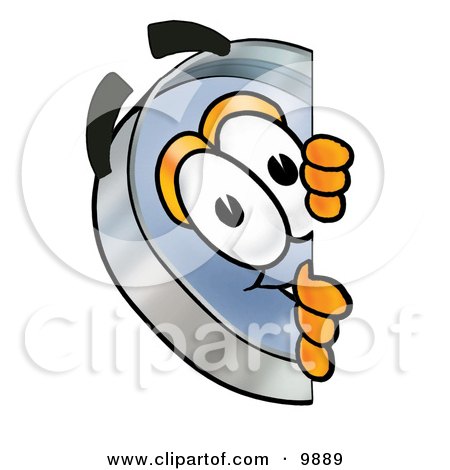 Clipart Picture of a Magnifying Glass Mascot Cartoon Character Peeking Around a Corner by Mascot Junction