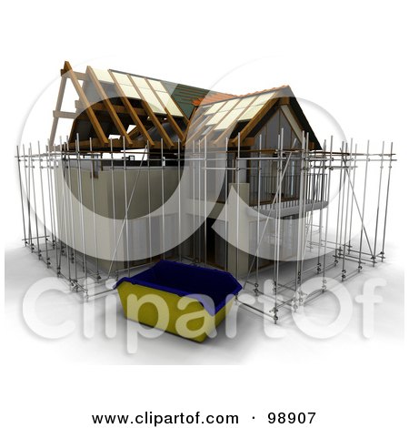 Royalty-Free (RF) Clipart Illustration of Scaffolding Around A New Home by KJ Pargeter