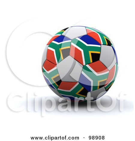 Royalty-Free (RF) Clipart Illustration of a 3d World Cup Soccer Ball With South Africa Flags by KJ Pargeter