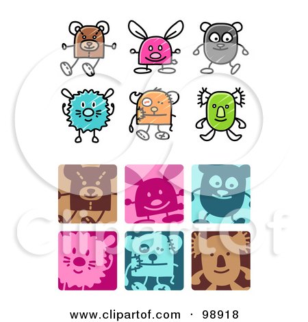Royalty-Free (RF) Clipart Illustration of a Digital Collage Of Animal Icons by NL shop