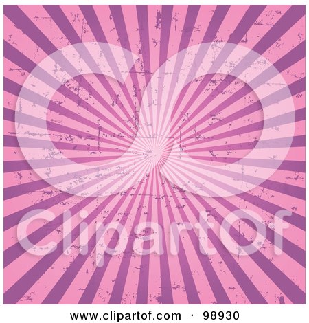 Royalty-Free (RF) Clipart Illustration of a Grungy Retro Pink Ray Background by Pushkin