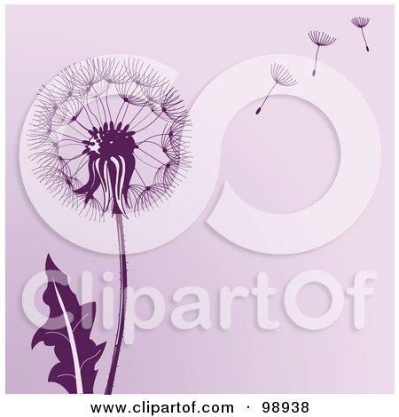 Royalty-Free (RF) Clipart Illustration of a Purple Dandelion Background With Seeds Floating In The Wind by Pushkin