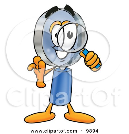 Clipart Picture of a Magnifying Glass Mascot Cartoon Character Looking Through a Magnifying Glass by Mascot Junction