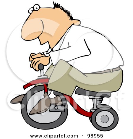 Royalty-Free (RF) Clipart Illustration of a Caucasian Man Riding A Little Trike by djart