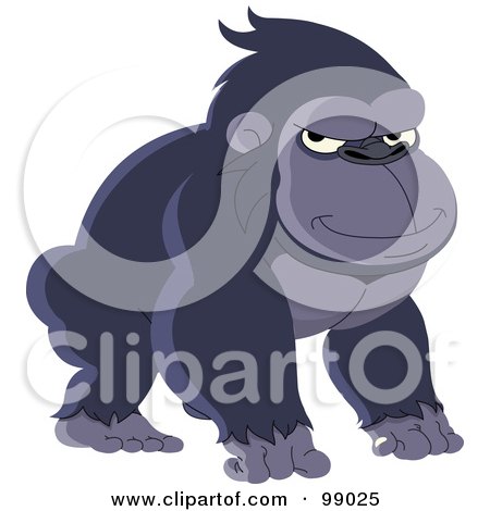 Royalty-Free (RF) Clipart Illustration of a Grouchy Gorilla Squinting by yayayoyo