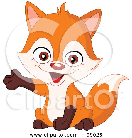 Royalty-Free (RF) Clipart Illustration of a Cute Little Fox Presenting With One Paw by yayayoyo