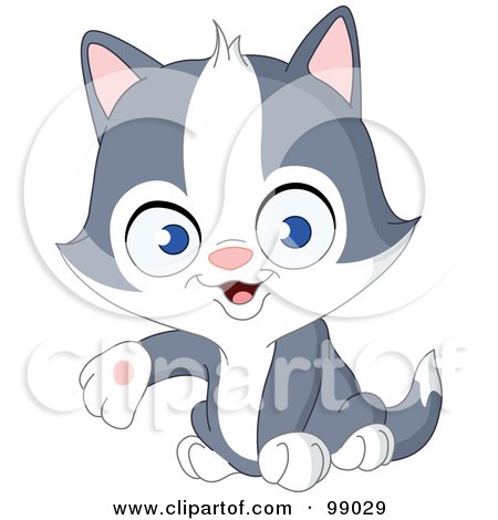 Royalty-Free (RF) Clipart Illustration of a Cute Little Kitten Presenting With One Paw by yayayoyo