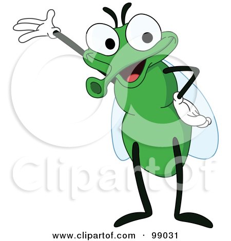 Royalty-Free (RF) Clipart Illustration of a Cute Green Fly Presenting With One Hand by yayayoyo