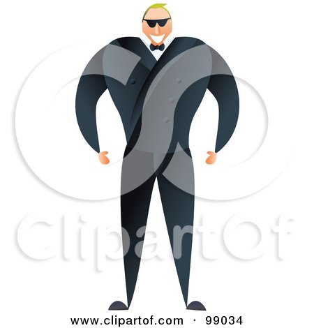 Royalty-Free (RF) Clipart Illustration of a Male Bouncer In A Black Suit by Prawny