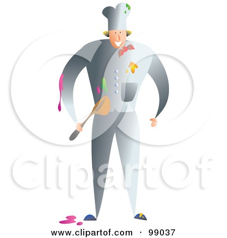Royalty-Free (RF) Clipart Illustration of a Messy Chef In A Gray Uniform by Prawny