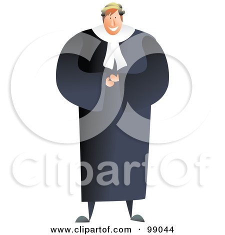 Royalty-Free (RF) Clipart Illustration of a Male Barrister Judge In A Black Robe by Prawny