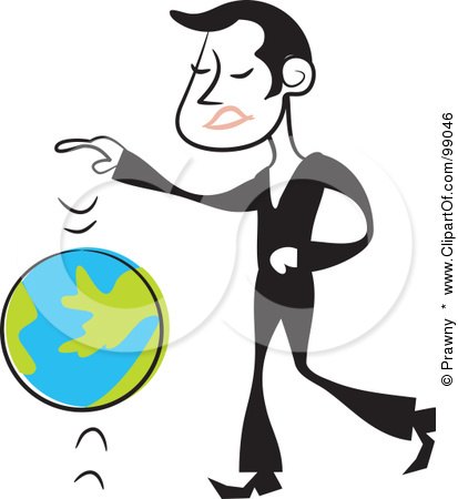 Royalty-Free (RF) Clipart Illustration of a Man In Black, Bouncing A Globe Ball by Prawny