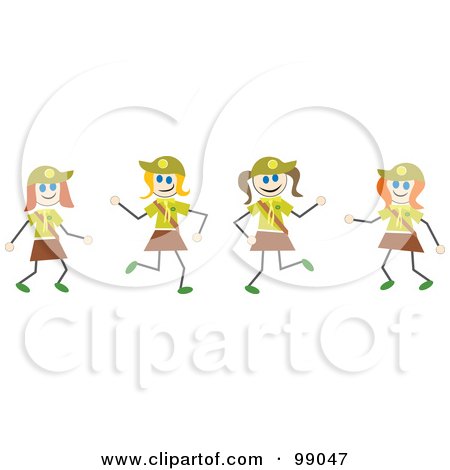 Royalty-Free (RF) Clipart Illustration of Stick Girl Scouts by Prawny