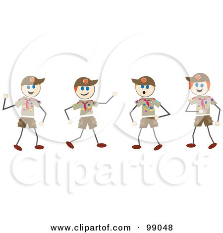 Royalty-Free (RF) Clipart Illustration of Stick Boy Scouts by Prawny