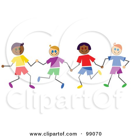 Royalty-Free (RF) Clipart Illustration of Diverse Stick Boys Holding Hands by Prawny