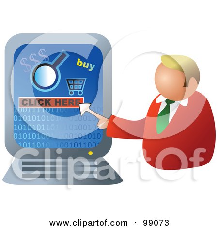 Royalty-Free (RF) Clipart Illustration of a Businessman Making An Online Purchase by Prawny