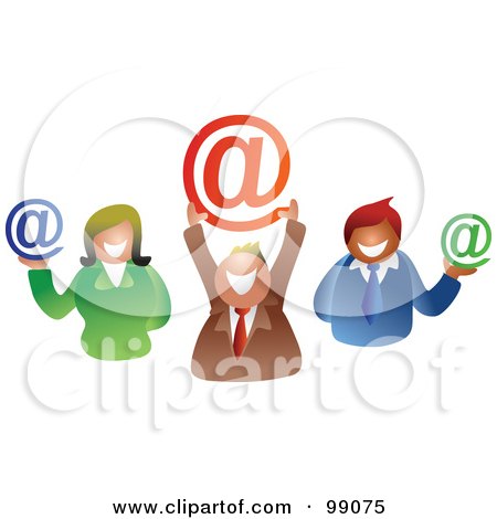 Royalty-Free (RF) Clipart Illustration of a Group Of Business People Holding Email Symbols by Prawny