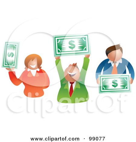Royalty-Free (RF) Clipart Illustration of a Business Team Holding Dollars by Prawny