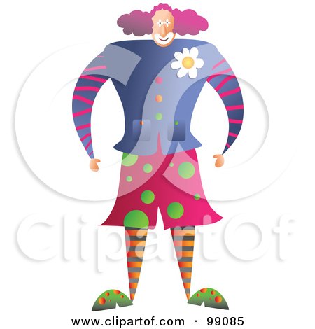 Royalty-Free (RF) Clipart Illustration of a Male Clown In Colorful Clothing by Prawny