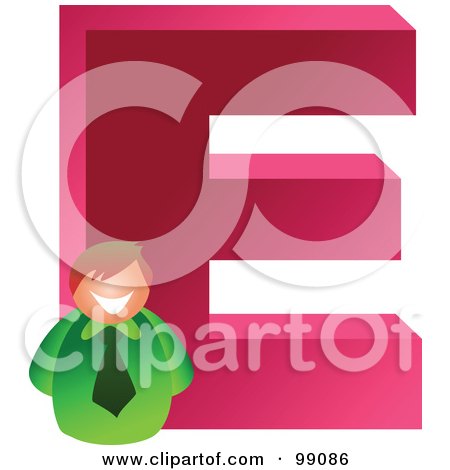 Royalty-Free (RF) Clipart Illustration of a Businessman With A Large Letter E by Prawny