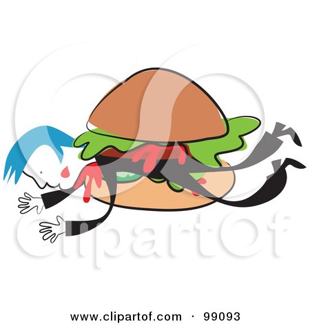 Royalty-Free (RF) Clipart Illustration of a Man In Black, In A Hamburger by Prawny