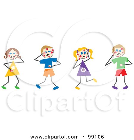 Royalty-Free (RF) Clipart Illustration of Stick Children With Chicken Pox by Prawny