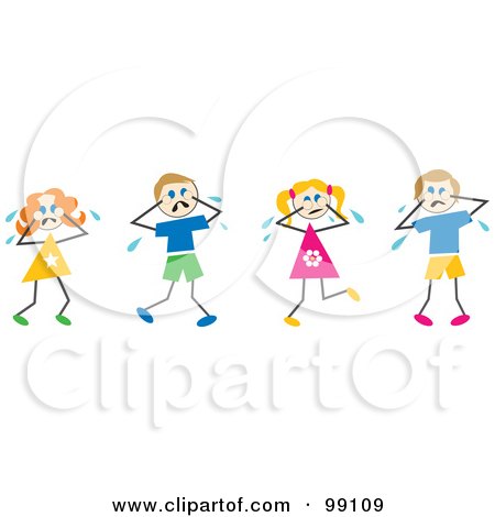 Royalty-Free (RF) Clipart Illustration of Stick Children Crying by Prawny