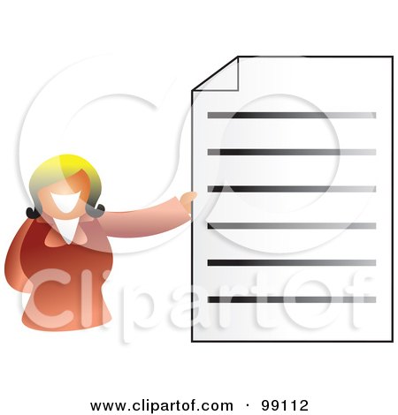 Royalty-Free (RF) Clipart Illustration of a Businesswoman Holding A Word Document by Prawny