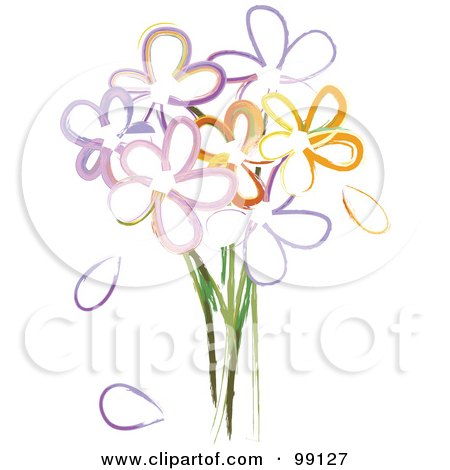 Royalty-Free (RF) Clipart Illustration of a Bouquet Of Painted Flowers by Pams Clipart