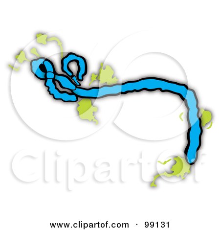 Royalty-Free (RF) Clipart Illustration of a Green And Blue Virus Strand by Pams Clipart