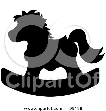Royalty-Free (RF) Clipart Illustration of a Silhouetted Black Children's Nursery Rocking Horse by Pams Clipart