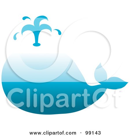 Royalty-Free (RF) Clipart Illustration of a Gradient Blue Whale Spouting Water by Pams Clipart
