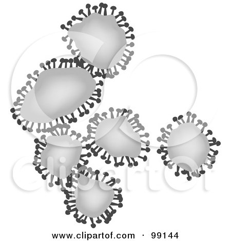 Royalty-Free (RF) Clipart Illustration of Grayscale Microscopic Viruses  by Pams Clipart